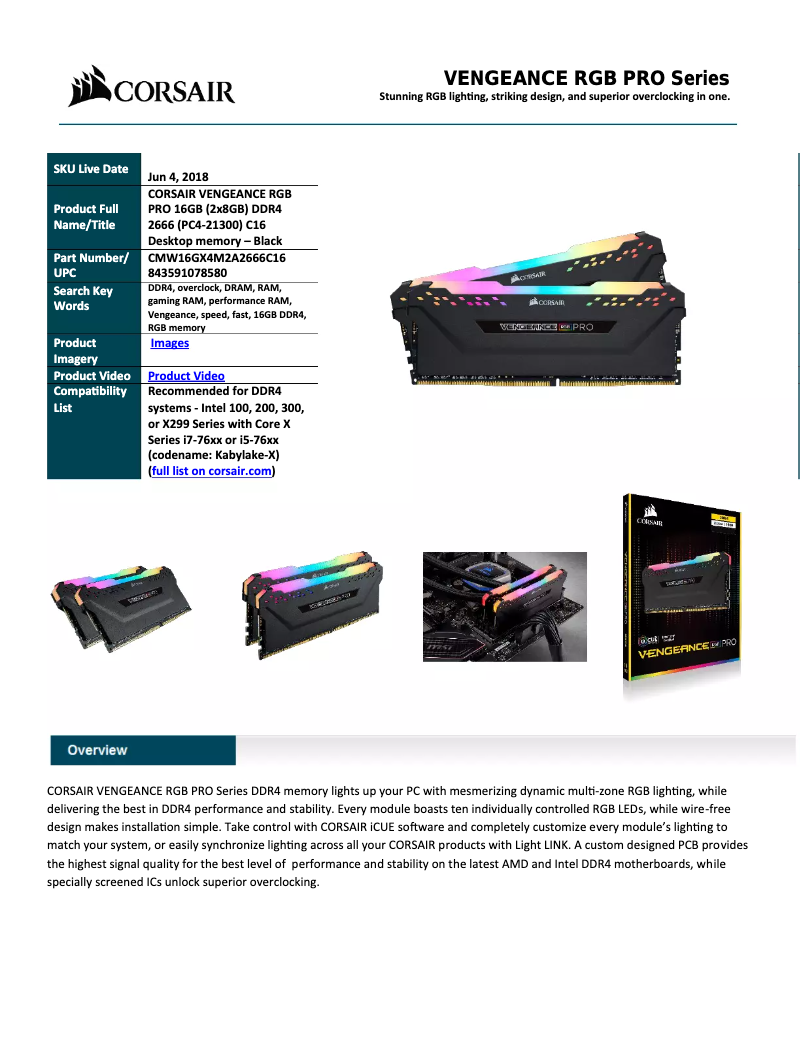 Image de la première page du manuel de l'appareil DDR4 DIMM 2666 Mhz/16