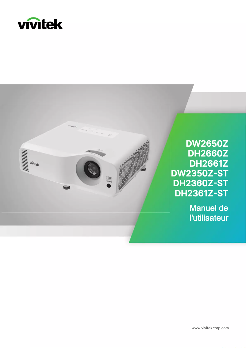 Page 1 de la notice Manuel utilisateur Vivitek DH2661Z