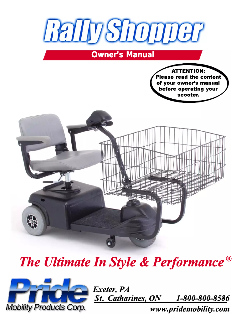 Page 1 de la notice Manuel utilisateur Pride Rally Shopper