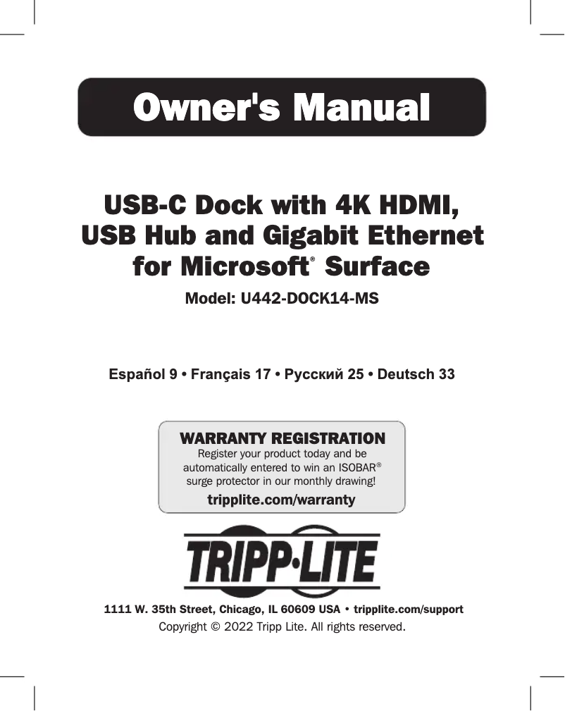 Página 1 del manual Manual de usuario Tripp Lite U442-DOCK14-MS
