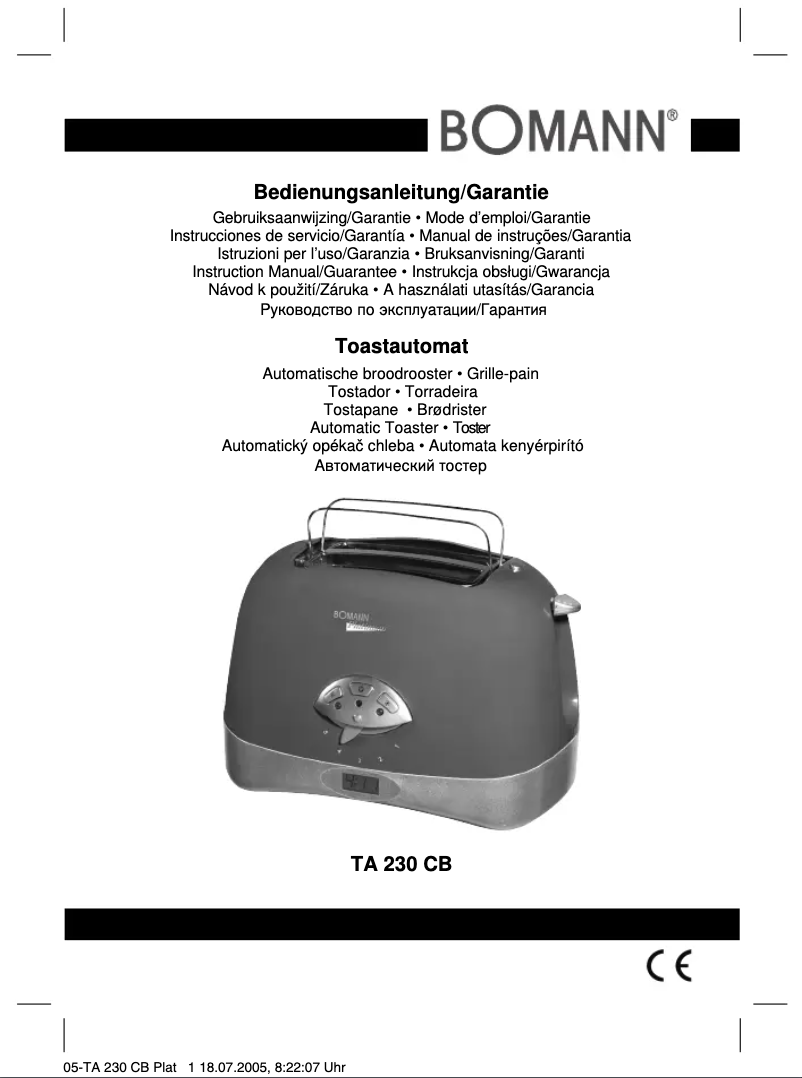 Page 1 de la notice Manuel utilisateur Bomann TA 230 CB