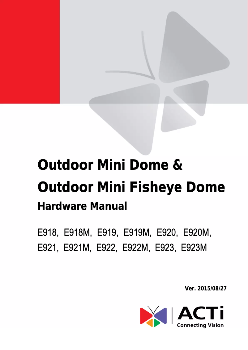 Page n°1 - Manuel utilisateur ACTi E921