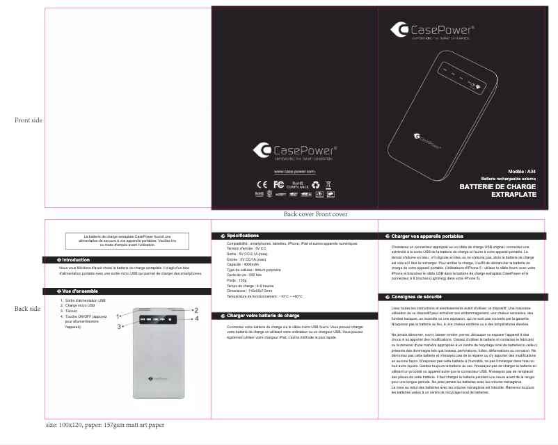 Page n°1 - Manuel utilisateur CasePower A34