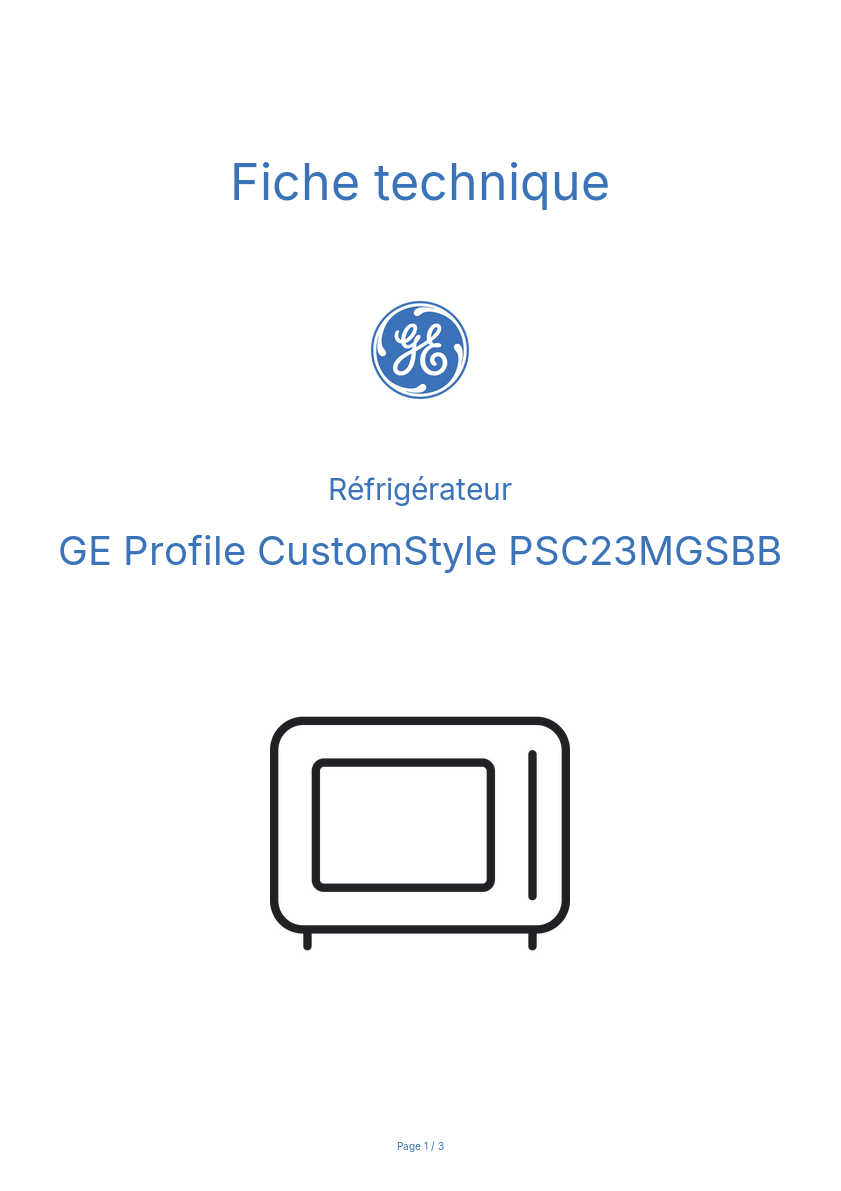 Image de la première page du manuel de l'appareil Profile CustomStyle PSC23MGSBB