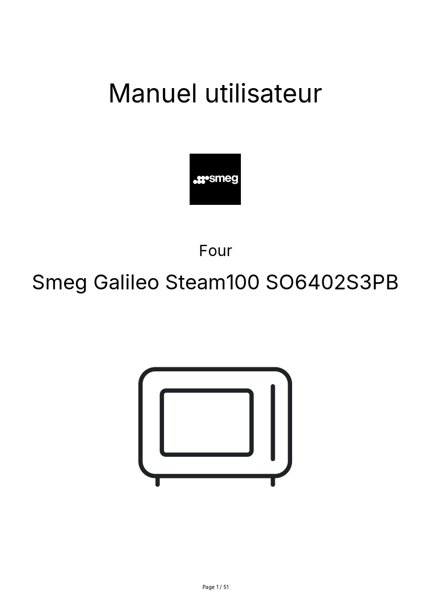 Image de la première page du manuel de l'appareil Galileo Steam100 SO6402S3PB