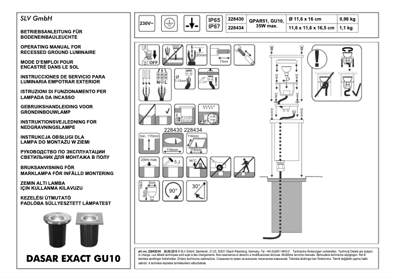 Page n°1 - Manuel utilisateur SLV 228434