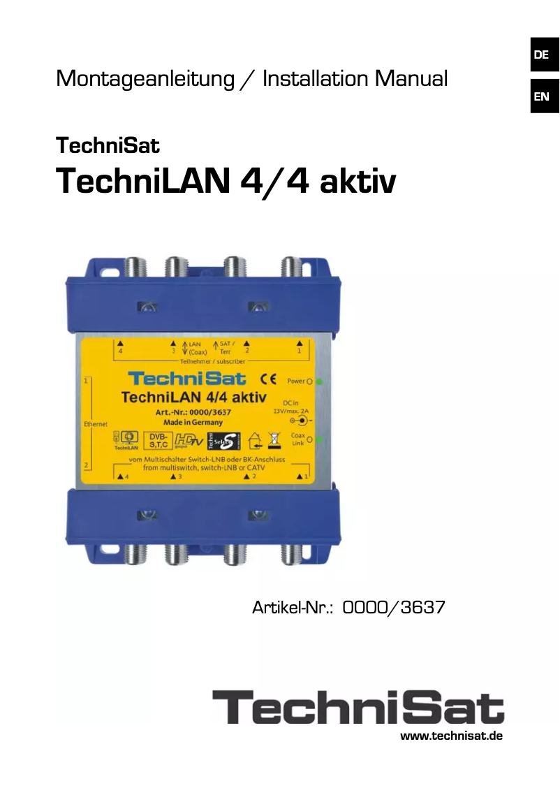 Image de la première page du manuel de l'appareil TechniLAN 4/4 aktiv