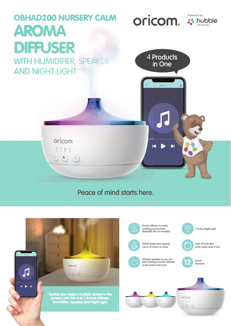 Page 1 de la notice Fiche technique Oricom OBHAD200