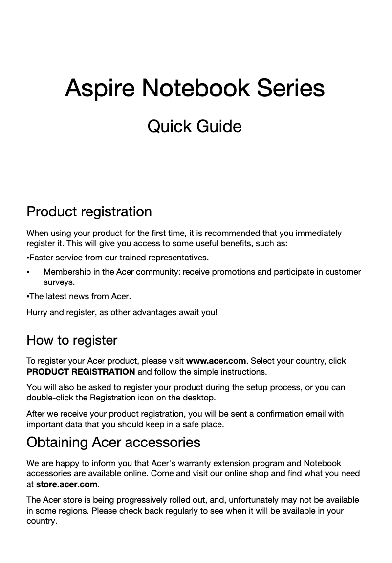 Page n°1 - Manuel utilisateur Acer Aspire E1