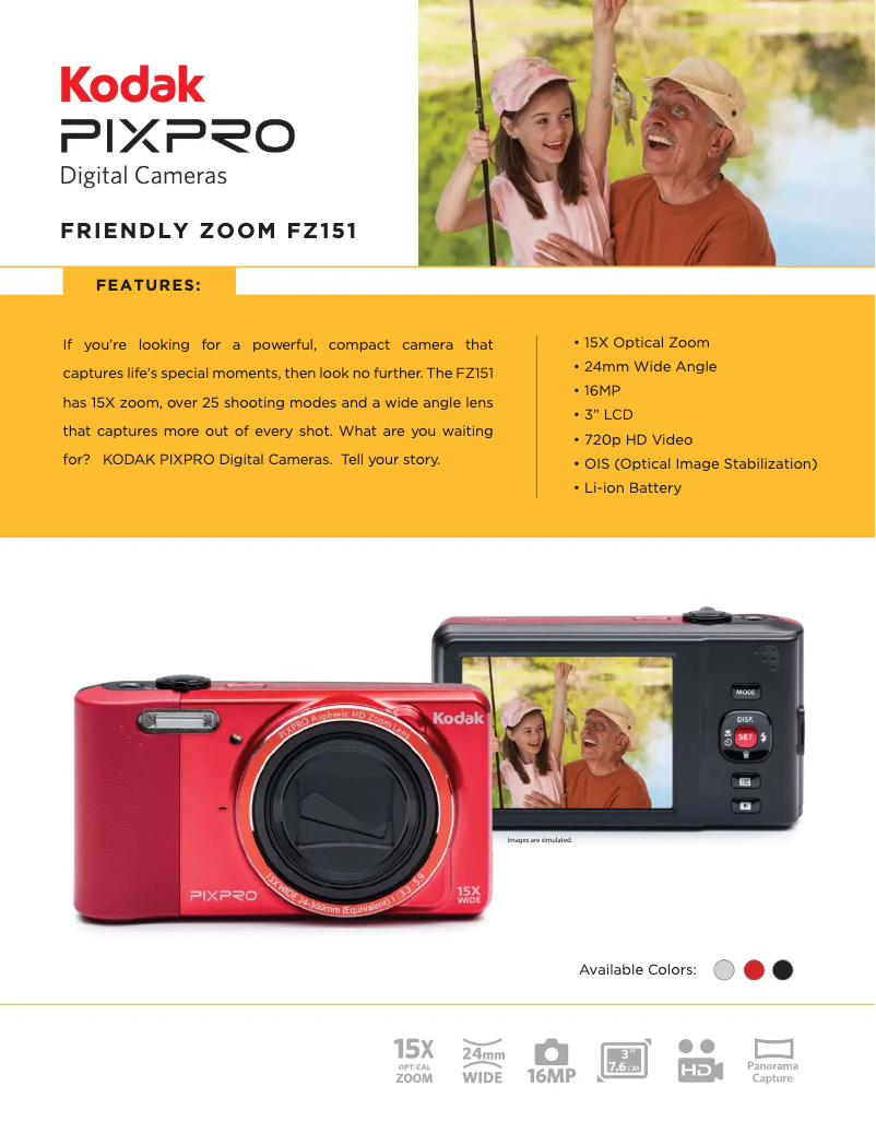 Page 1 de la notice Fiche technique Kodak Pixpro FZ151
