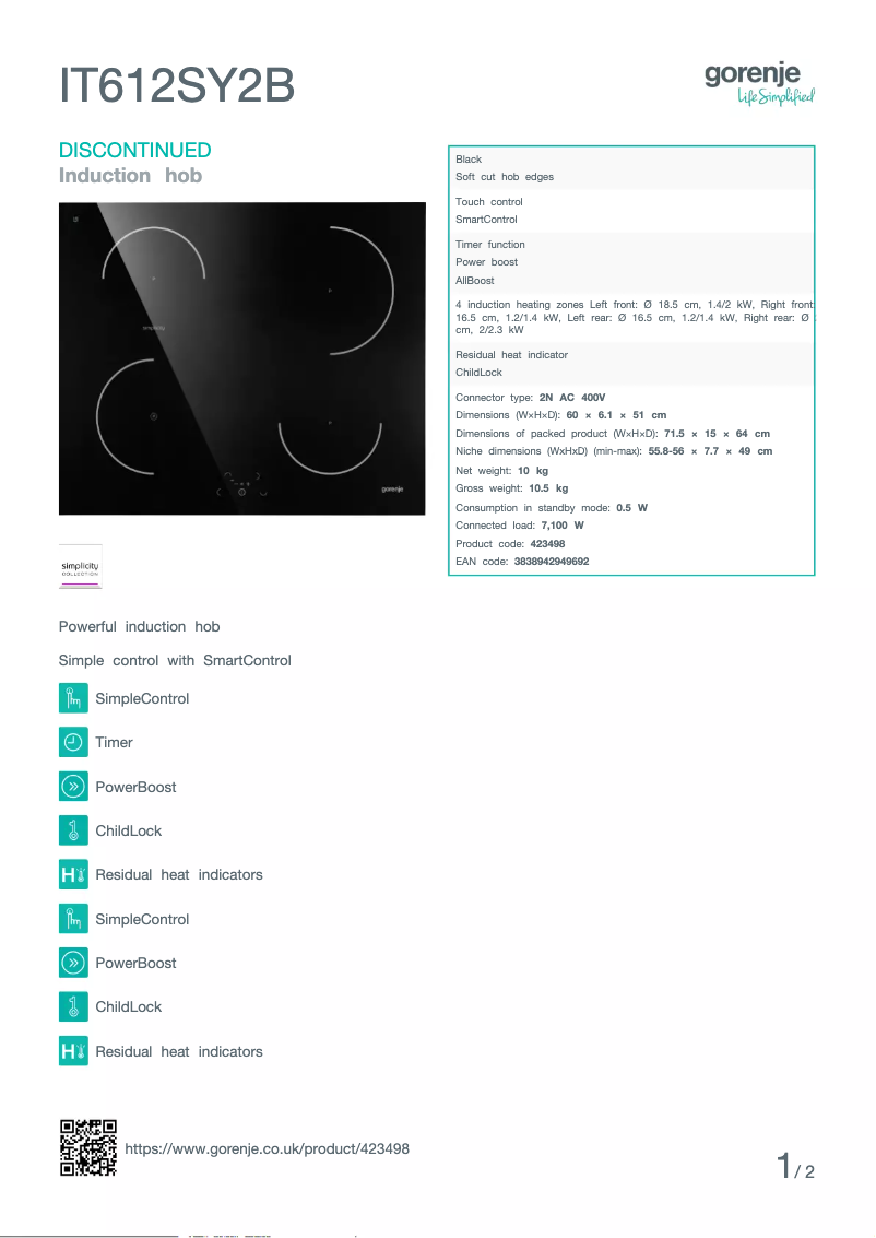 Image de la première page du manuel de l'appareil IT612SY2B