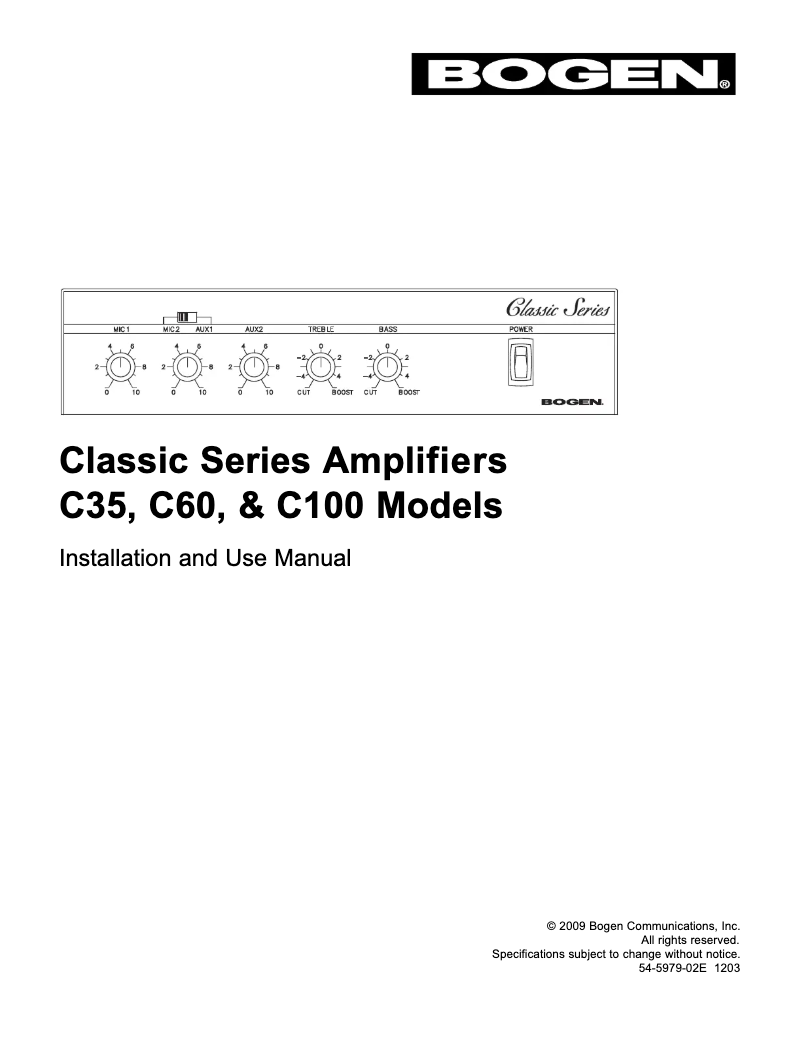 Page 1 de la notice Manuel utilisateur Bogen C100