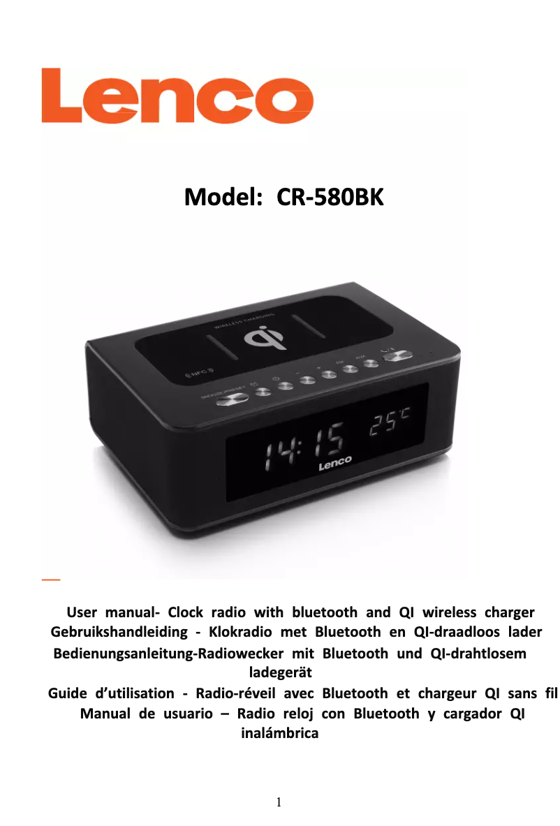 Page 1 de la notice Manuel utilisateur Lenco CR-580
