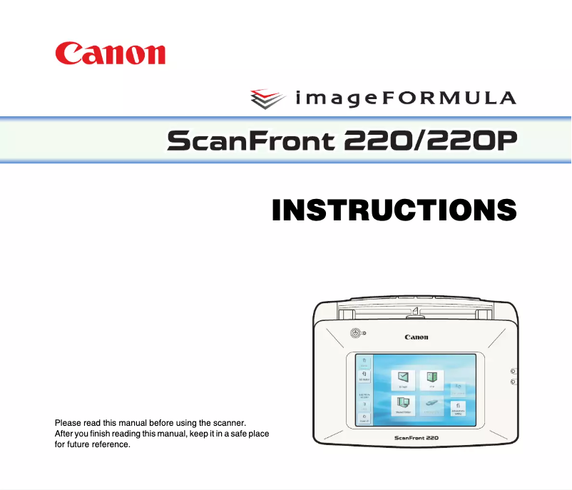 Page 1 de la notice Manuel utilisateur Canon imageFORMULA ScanFront 220P