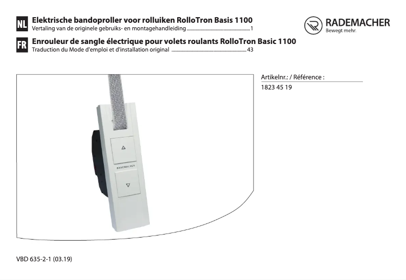Page n°1 - Manuel utilisateur RADEMACHER RolloTron Basis 1100