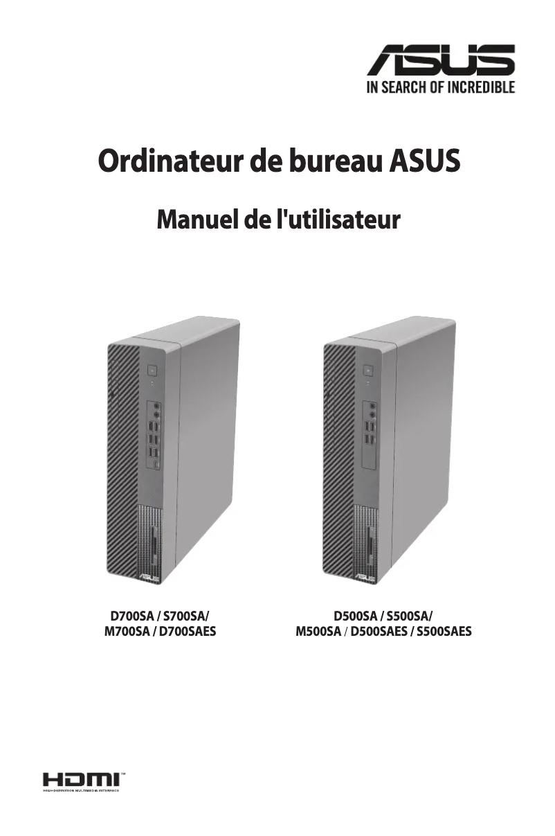 Page 1 de la notice Manuel utilisateur Asus ExpertCenter D7 SFF D700SA