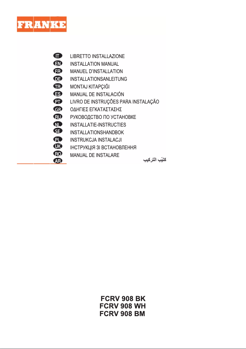 Page n°1 - Manuel utilisateur Franke FCRV 908 WH