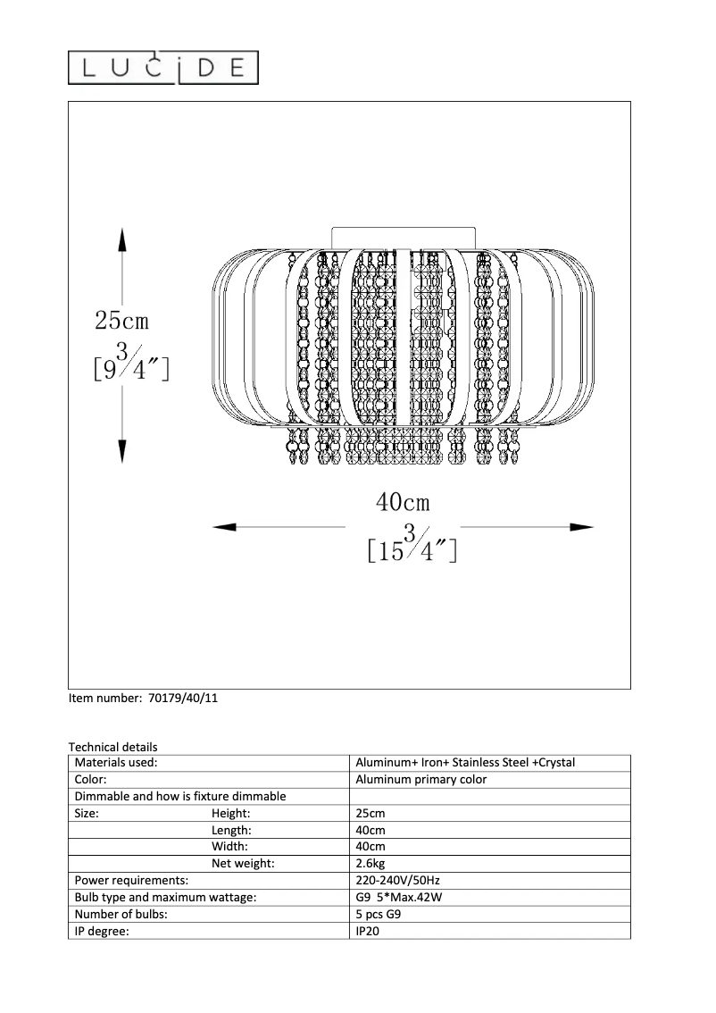 Page 1 de la notice Manuel utilisateur Lucide Collin