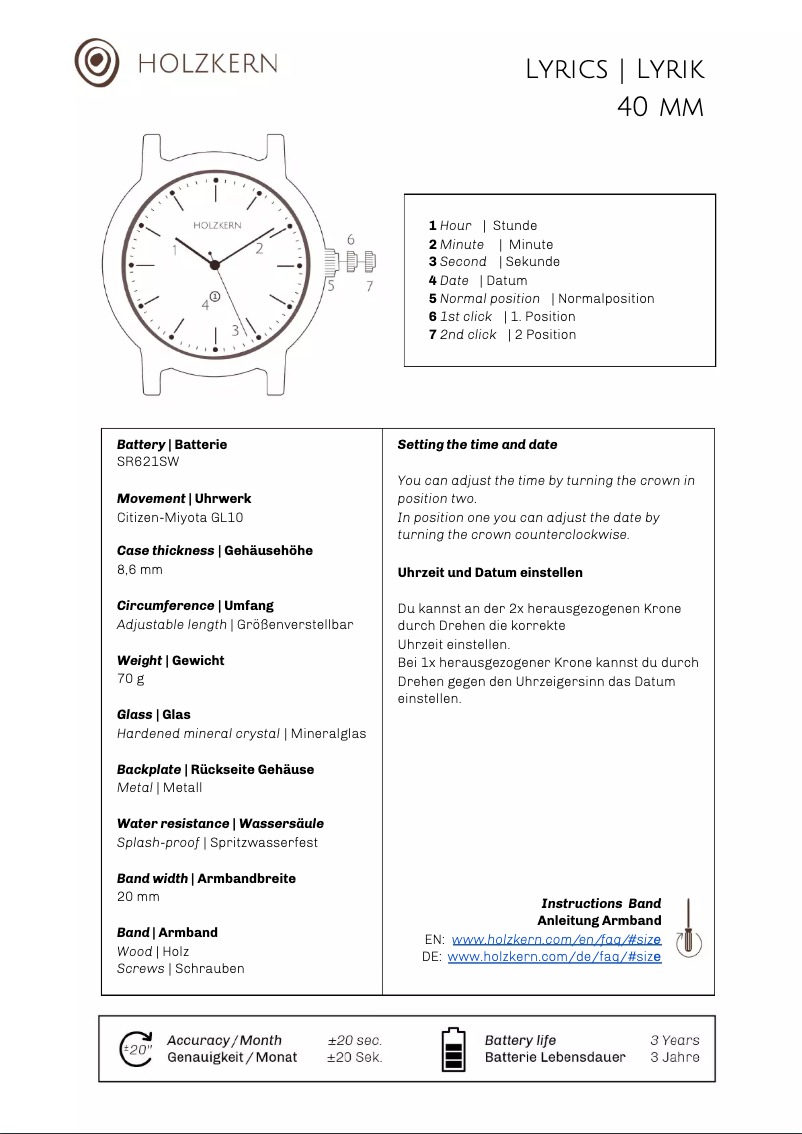 Page n°1 - Manuel utilisateur Holzkern Goethe