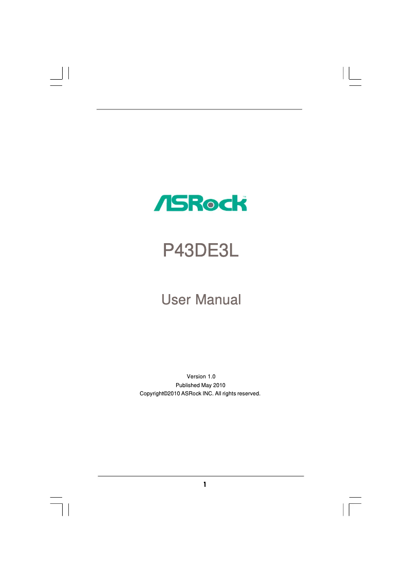 Page 1 de la notice Manuel utilisateur Asrock P43DE3L