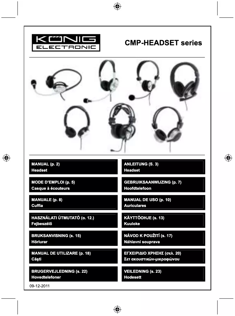 Page n°1 - Manuel utilisateur Konig CMP-HEADSET28