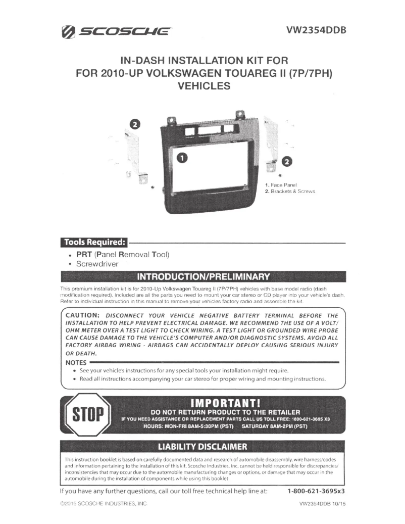 Page 1 de la notice Manuel utilisateur Scosche VW2354DDB