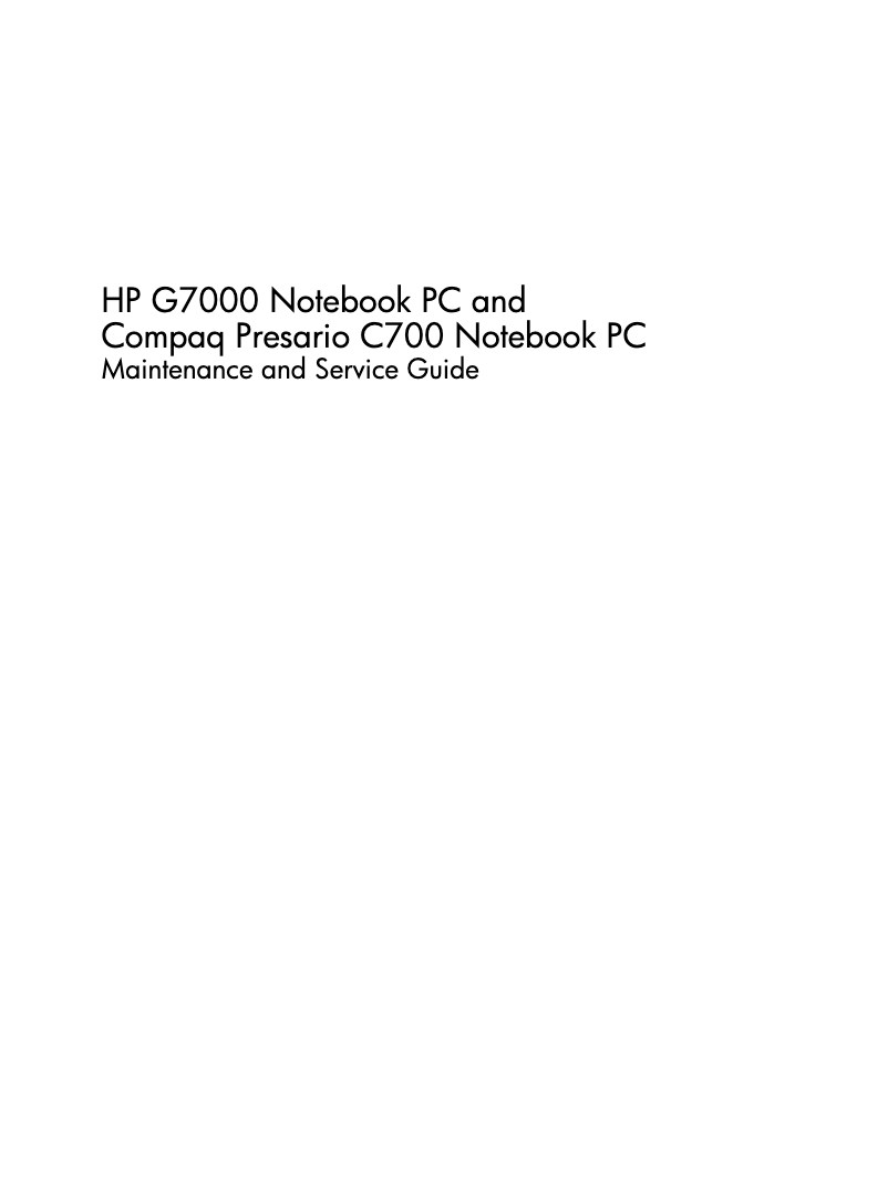 Page 1 de la notice Manuel utilisateur HP G7000