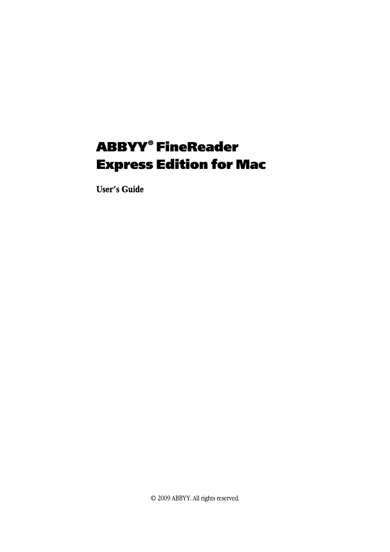 Image de la première page du manuel de l'appareil FineReader Express (Mac)