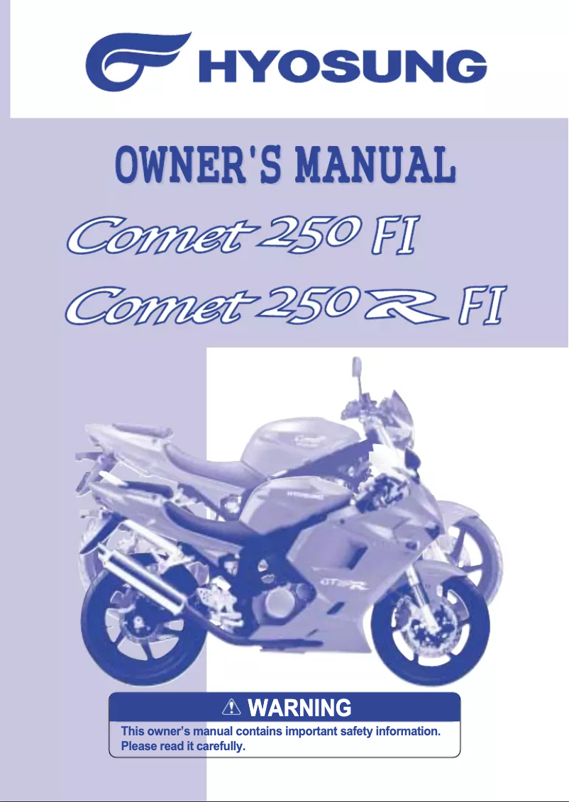 Page 1 de la notice Manuel utilisateur Hyosung GT250RFI