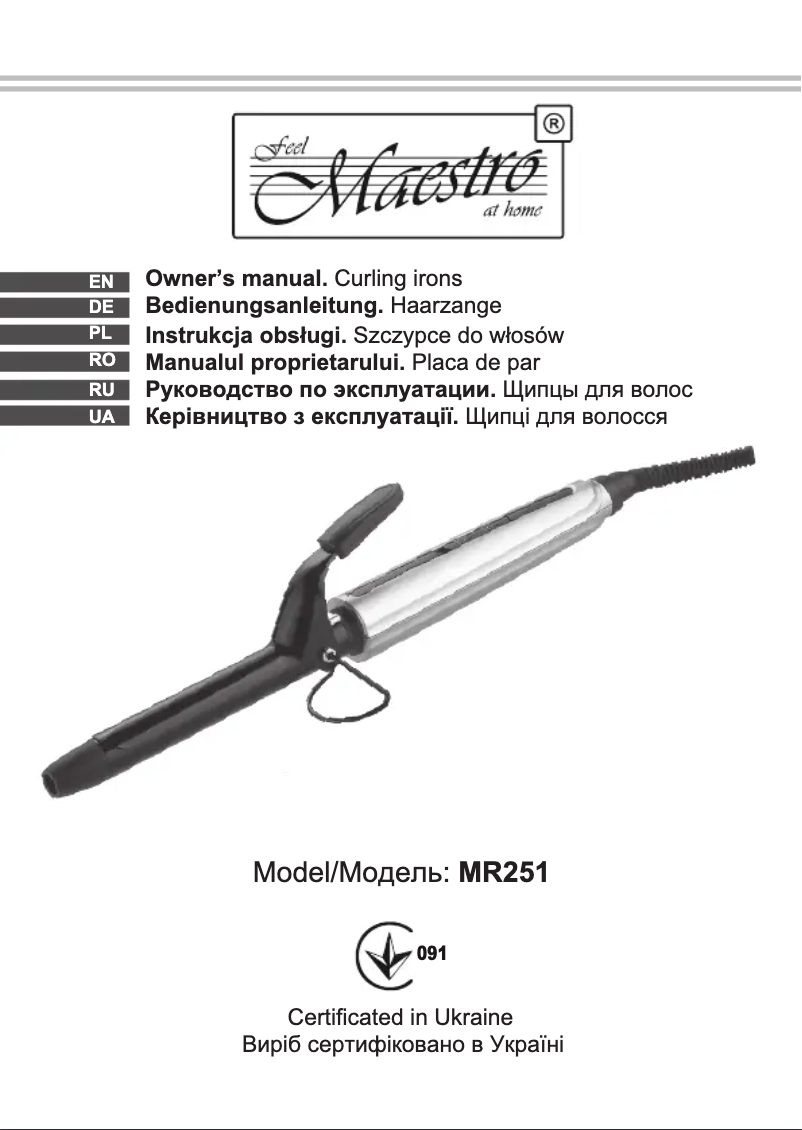 Page n°1 - Manuel utilisateur Maestro MR251