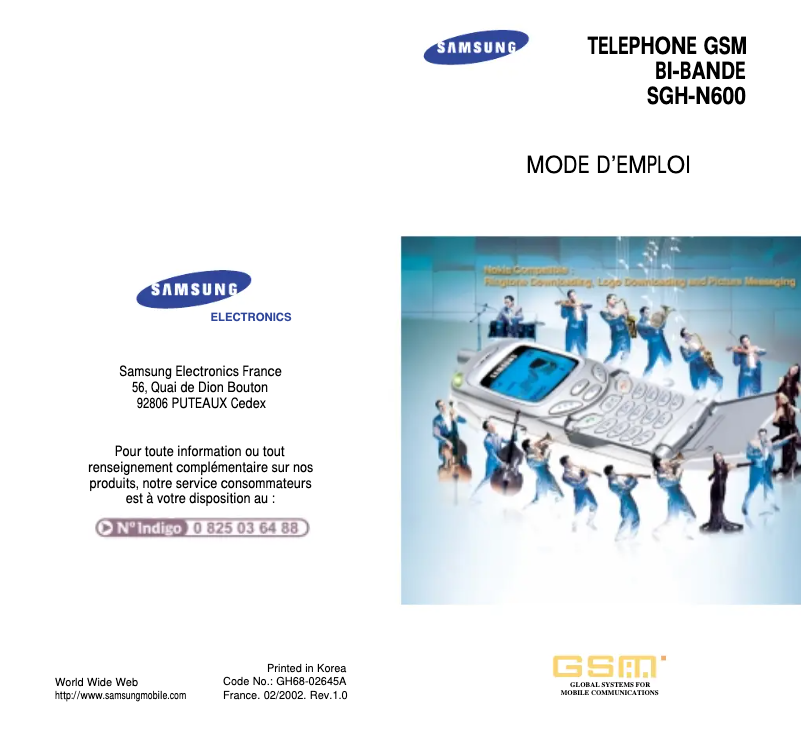 Page 1 de la notice Manuel utilisateur Samsung SGH-N600