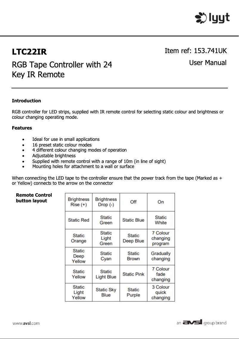 Page n°1 - Manuel utilisateur LYYT LTC22IR