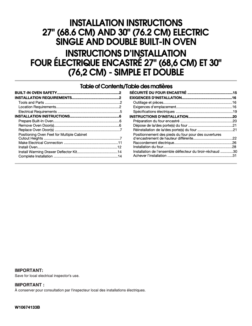 Page 1 de la notice Guide d'installation Maytag MEW9527FZ