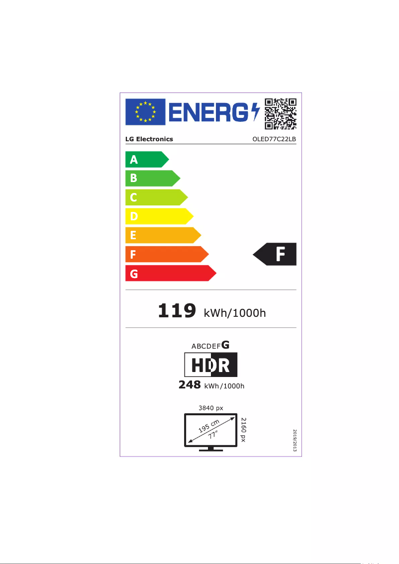 Page n°1 - Label énergétique LG OLED77C22LB