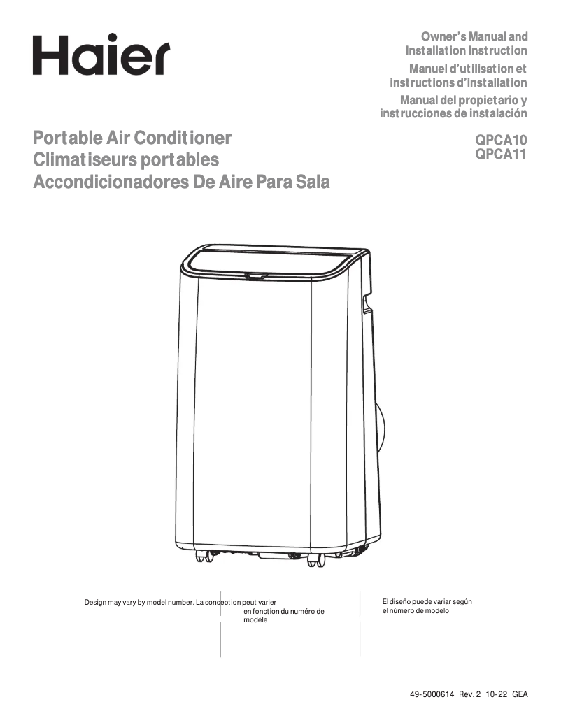 Page 1 de la notice Manuel utilisateur Haier QPCA11YBMW