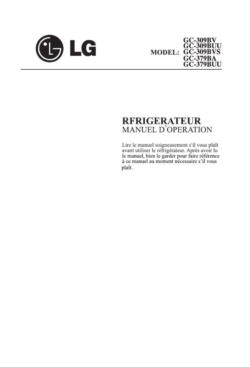 Page 1 de la notice Manuel utilisateur LG GC-309BVS