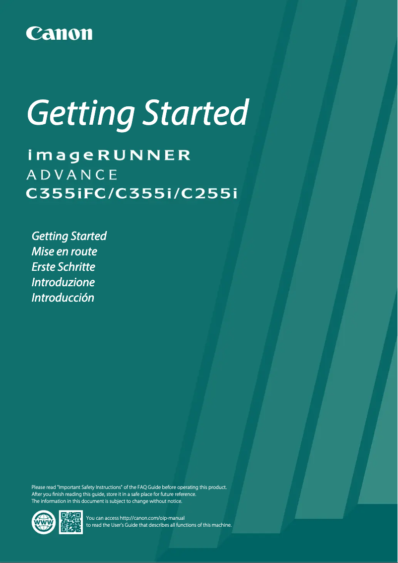 Page 1 de la notice Manuel utilisateur Canon imageRUNNER ADVANCE C355iFC