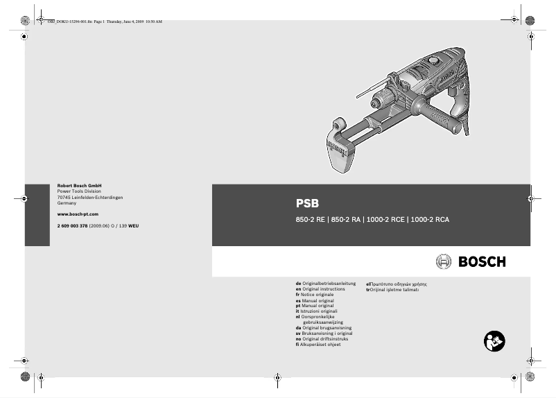 First page image of the manual for PSB 850-2 RA