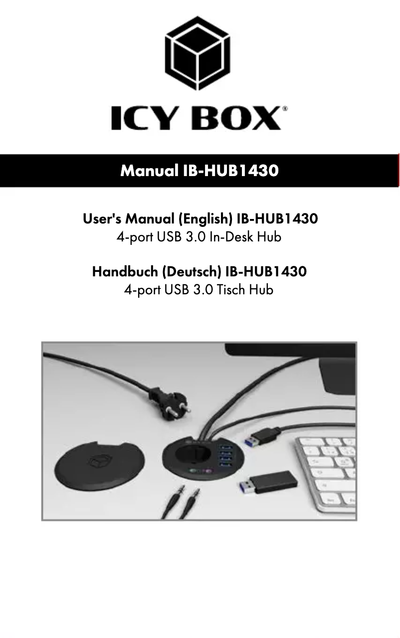 Page 1 de la notice Manuel utilisateur Icy Box IB-HUB1430