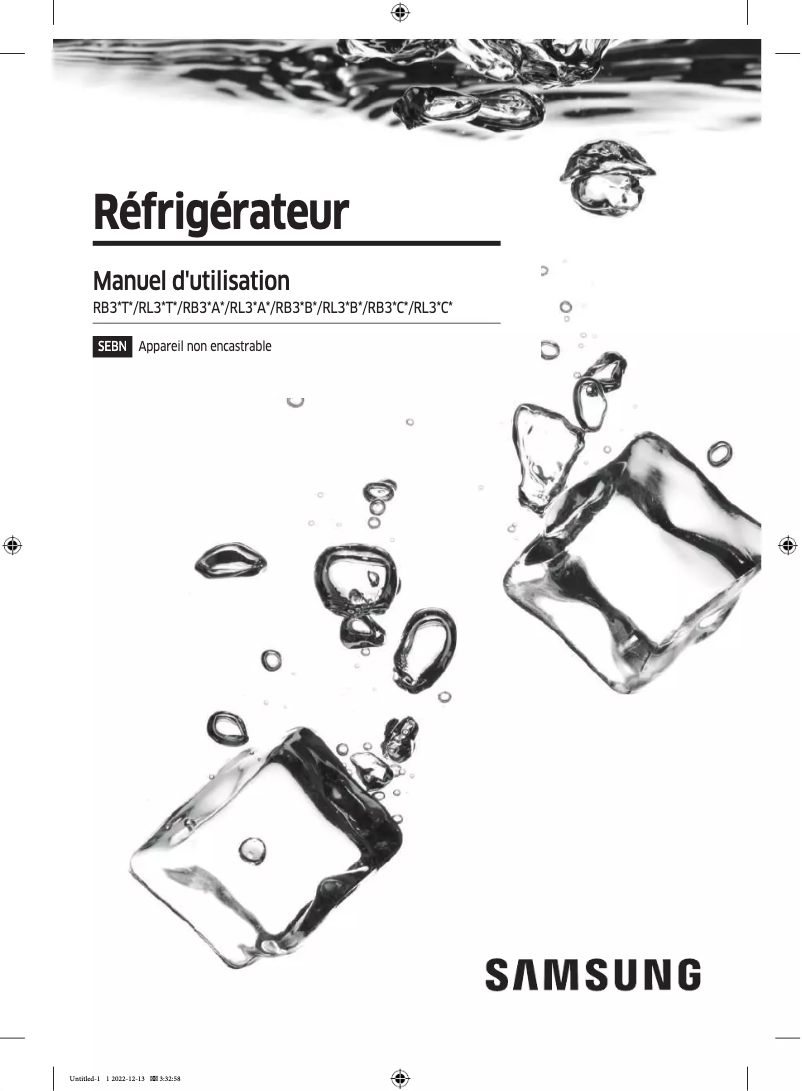 Page 1 de la notice Manuel utilisateur Samsung RB38C7B6AS9