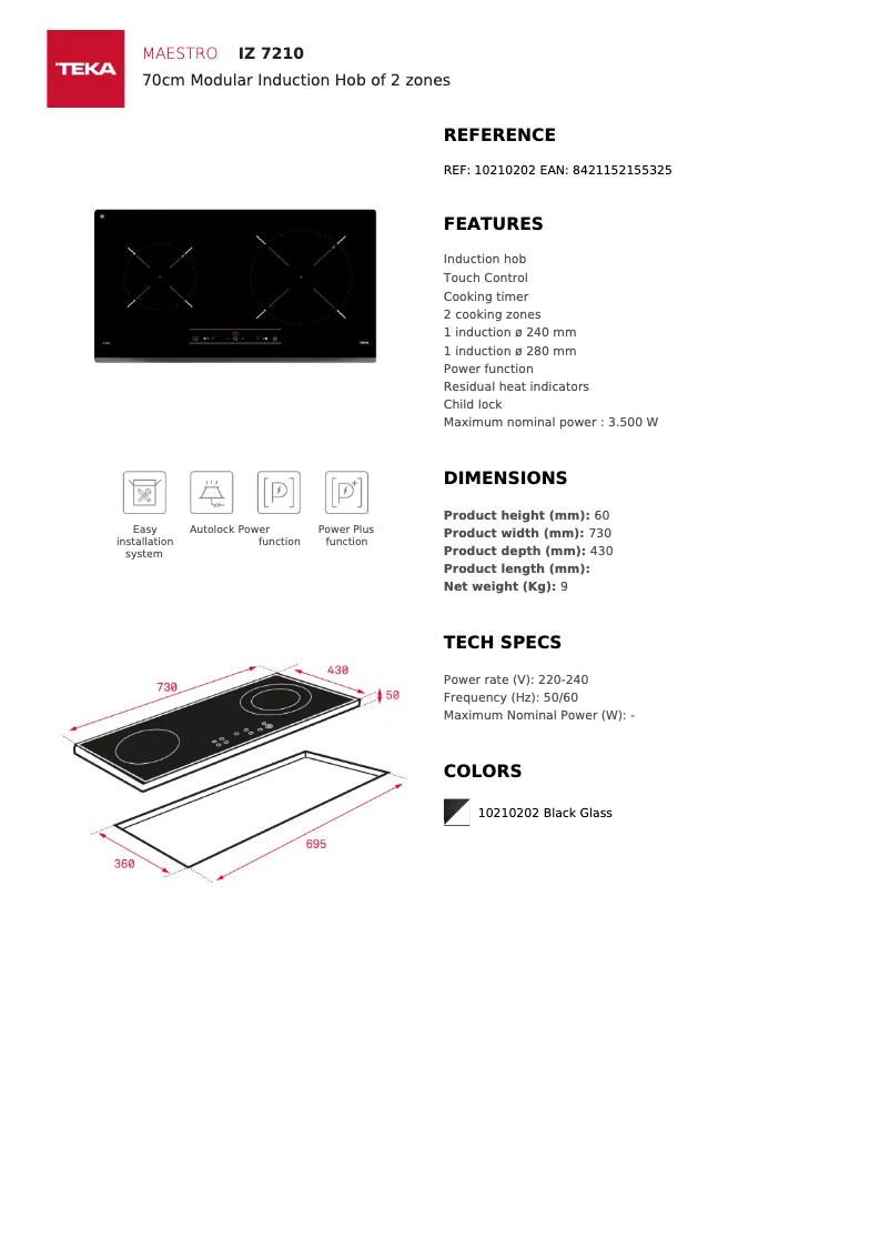 Page n°1 - Fiche technique Teka IZ 7210