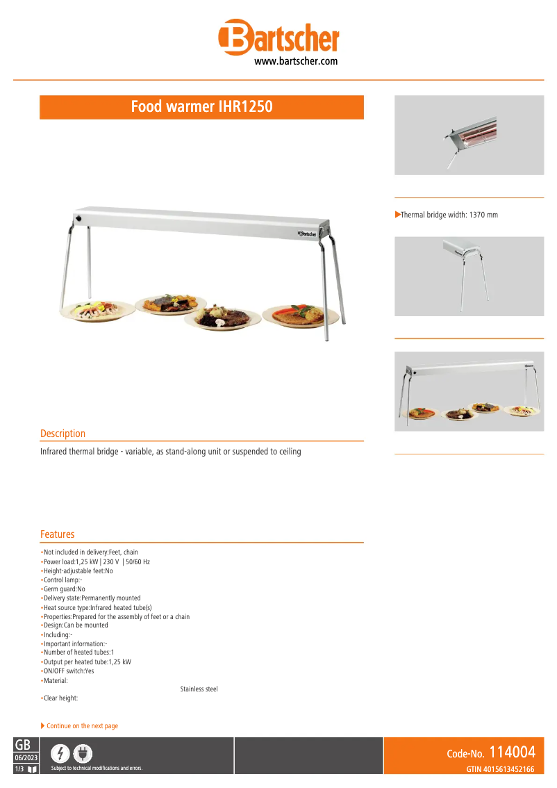 Image de la première page du manuel de l'appareil IHR1250