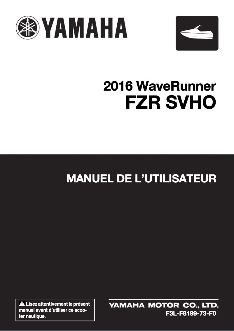 Page 1 of the manual User Manual Yamaha WaveRunner FZR SVHO (2016)