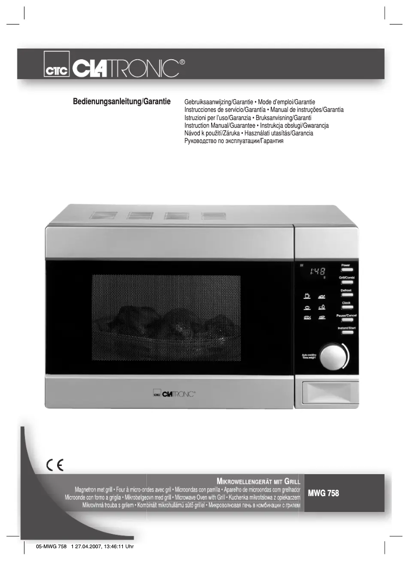 Página 1 del manual Manual de usuario Clatronic MWG 758