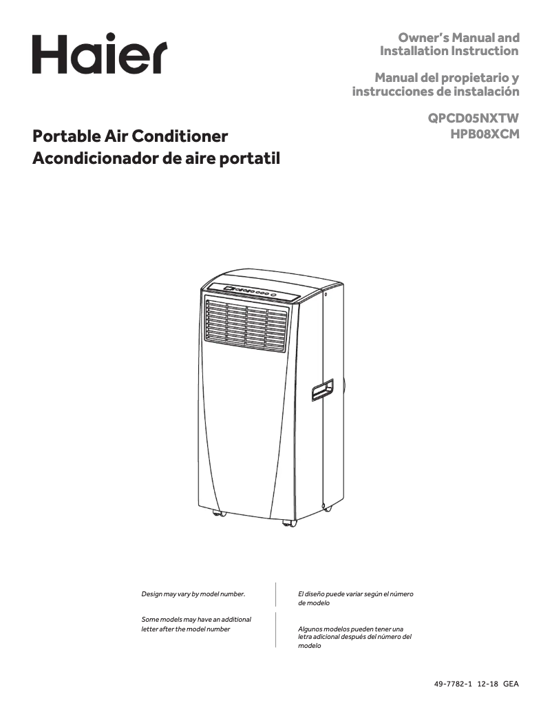 Page n°1 - Manuel utilisateur Haier HPB08XCM