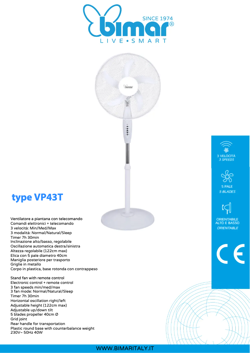 Page n°1 - Fiche technique Bimar VP43T