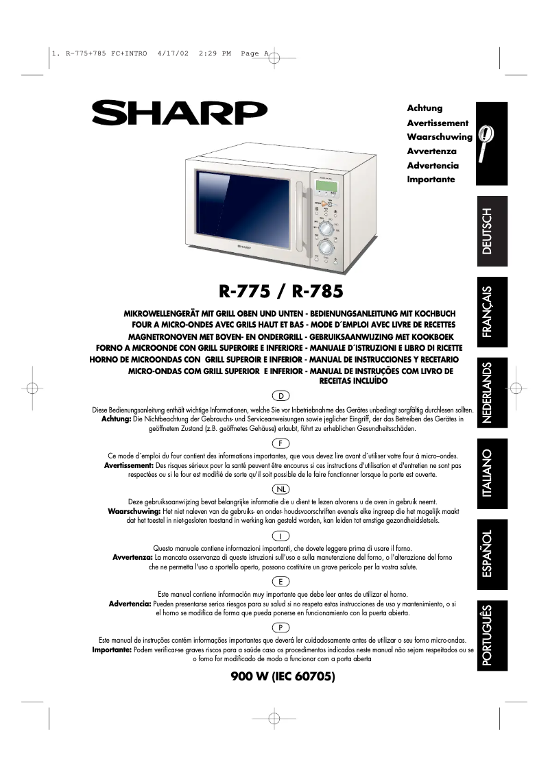Page 1 de la notice Manuel utilisateur Sharp R-775