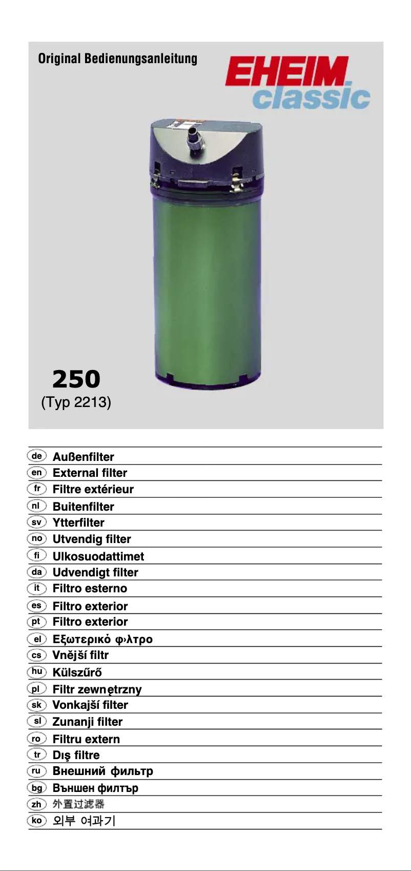 Image de la première page du manuel de l'appareil Classic 250