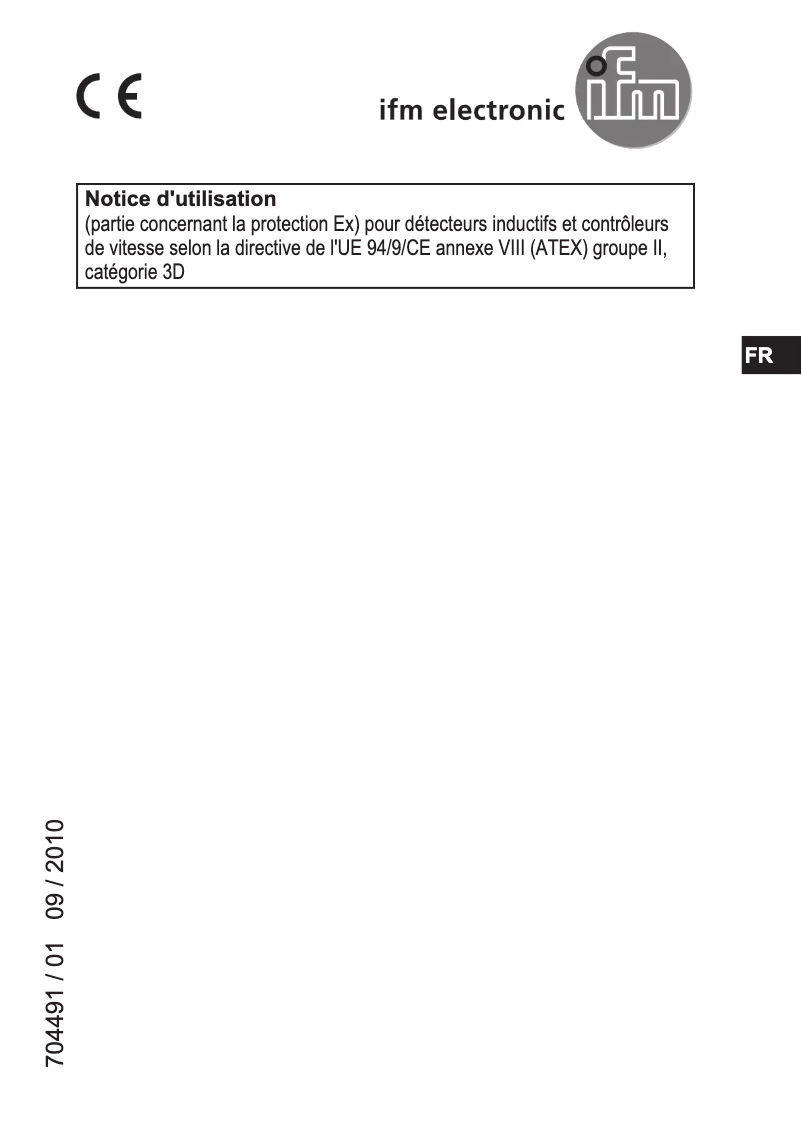 Page 1 de la notice Manuel utilisateur IFM II000A