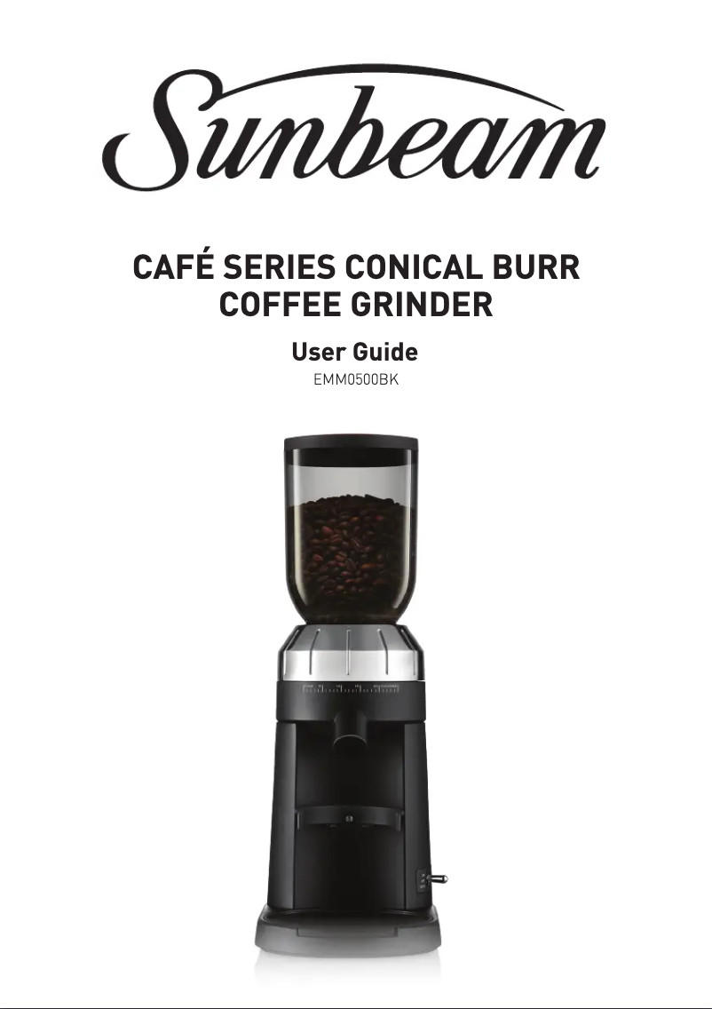 Página 1 del manual Manual de usuario Sunbeam Café Series Conical Burr EMM0500BK